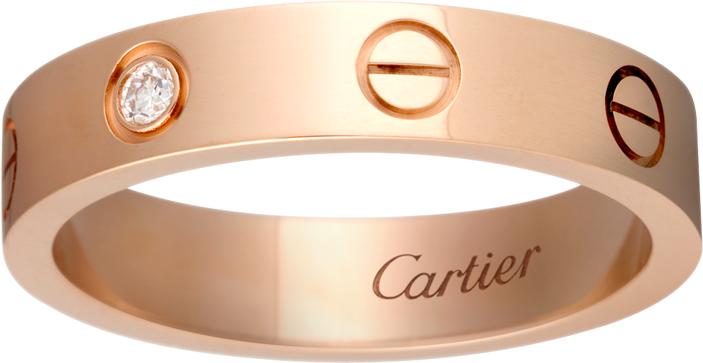 Love Wedding Band, 1 Diamondpink Gold, Diamond - Love Wedding Band, 1 Diamond (1011x523), Png Download