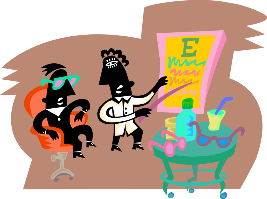 Vector Illustration Of Man Receiving Vision Test From - Illustration (940x700), Png Download