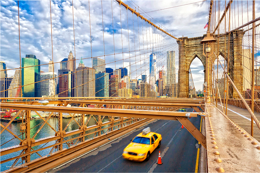 New York Yellow Cabs - Live Art Decor - Modern Cityscape Canvas Wall Art,new (1000x1000), Png Download