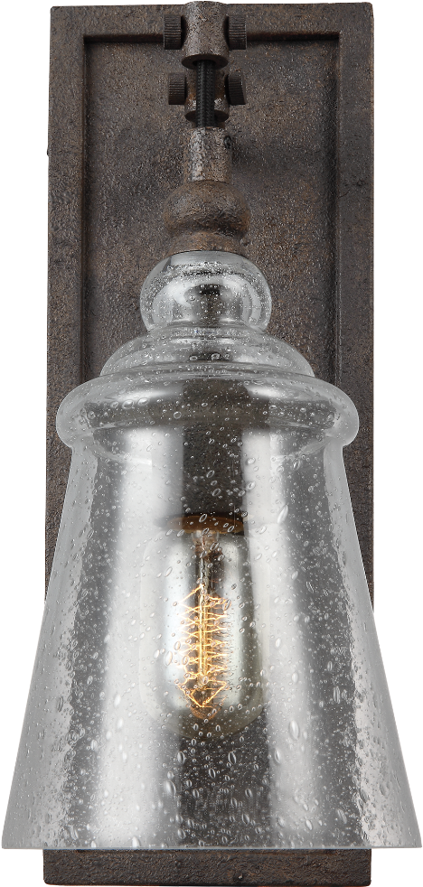 Feiss Loras Rustic Seeded Glass Wall Sconce In Dark - Feiss (873x1200), Png Download