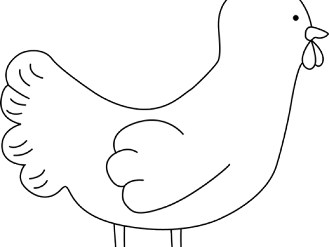 White Chicken Cliparts - Chicken Clipart Cute Black And White (640x480), Png Download