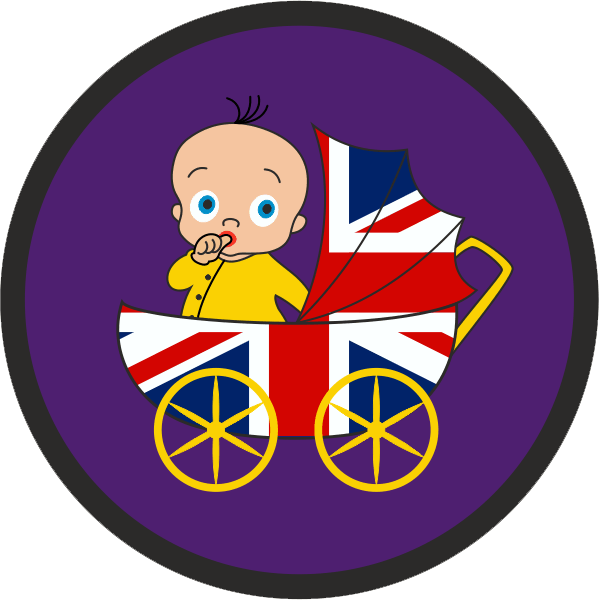 Royal Baby With Union Flag Pram On A Purple Background - Thin Blue Line Uk (599x600), Png Download