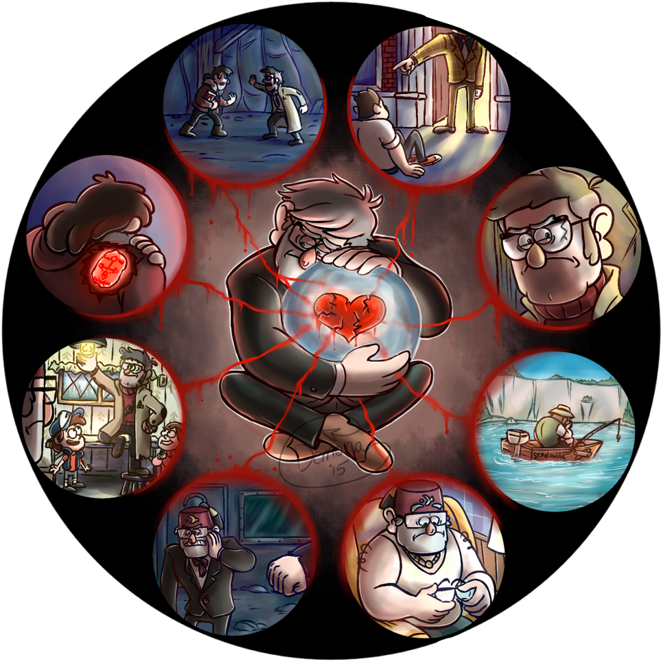 Bill Cipher Grunkle Stan - Гравити Фолз Форд Арт (1000x991), Png Download