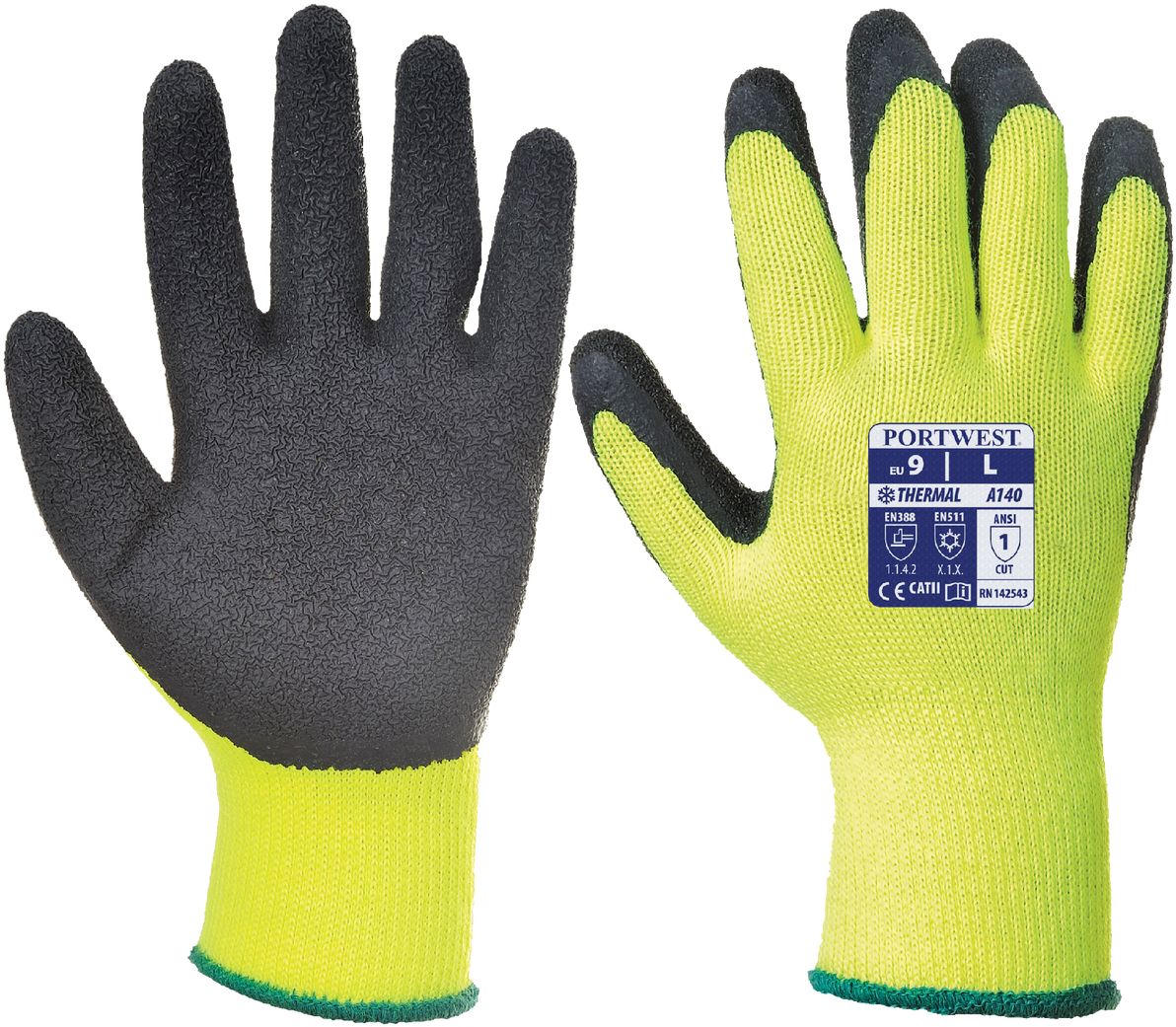 Hover Over Image To Zoom - Portwest Thermal Grip Gloves A140 (1280x1280), Png Download
