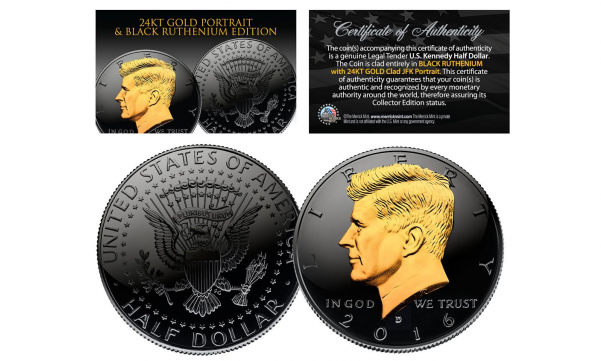 Black Ruthenium * Blackout Edition * Clad 2016 Kennedy - Merrick Mint Black Ruthenium-clad 2015 Half Dollar (600x600), Png Download