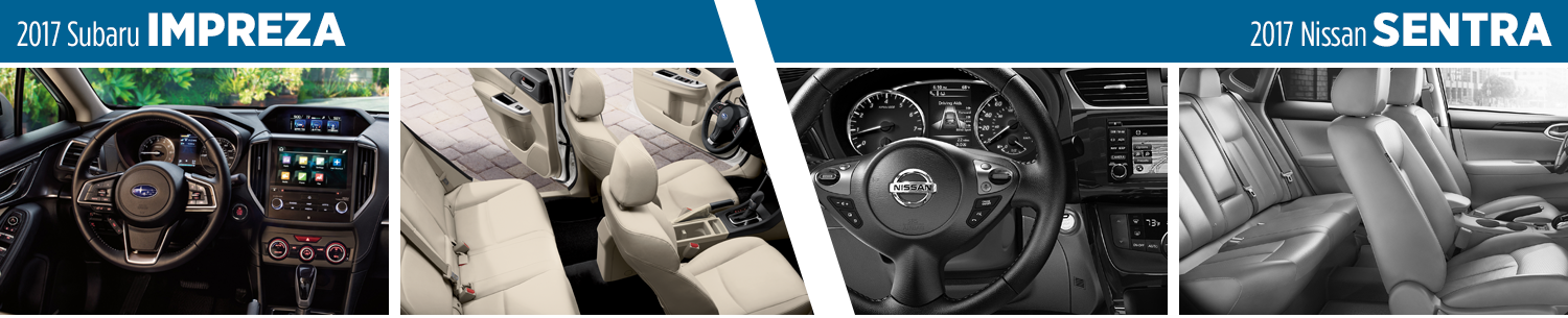 2017 Subaru Impreza Vs 2017 Nissan Sentra Interior - Steering Wheel (1500x305), Png Download