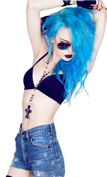 Blue Monday - Badass Anime Girl Blue Hair (800x600), Png Download