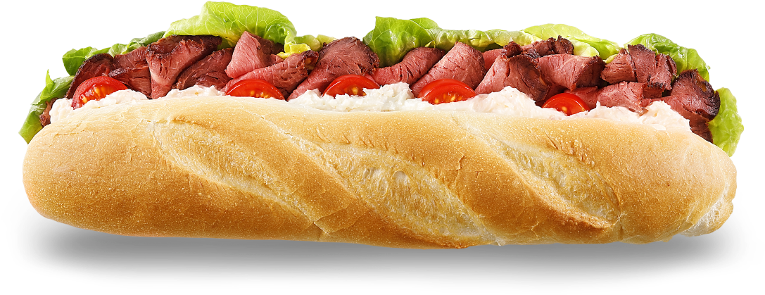 Our Delicious Roastbeef Will Put You In A Good Mood - Hot Dog Baguette (1181x554), Png Download