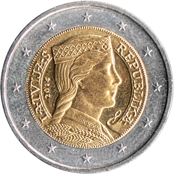 Coin Clipart Handful - Latvijas Republika 2 Euro (628x625), Png Download