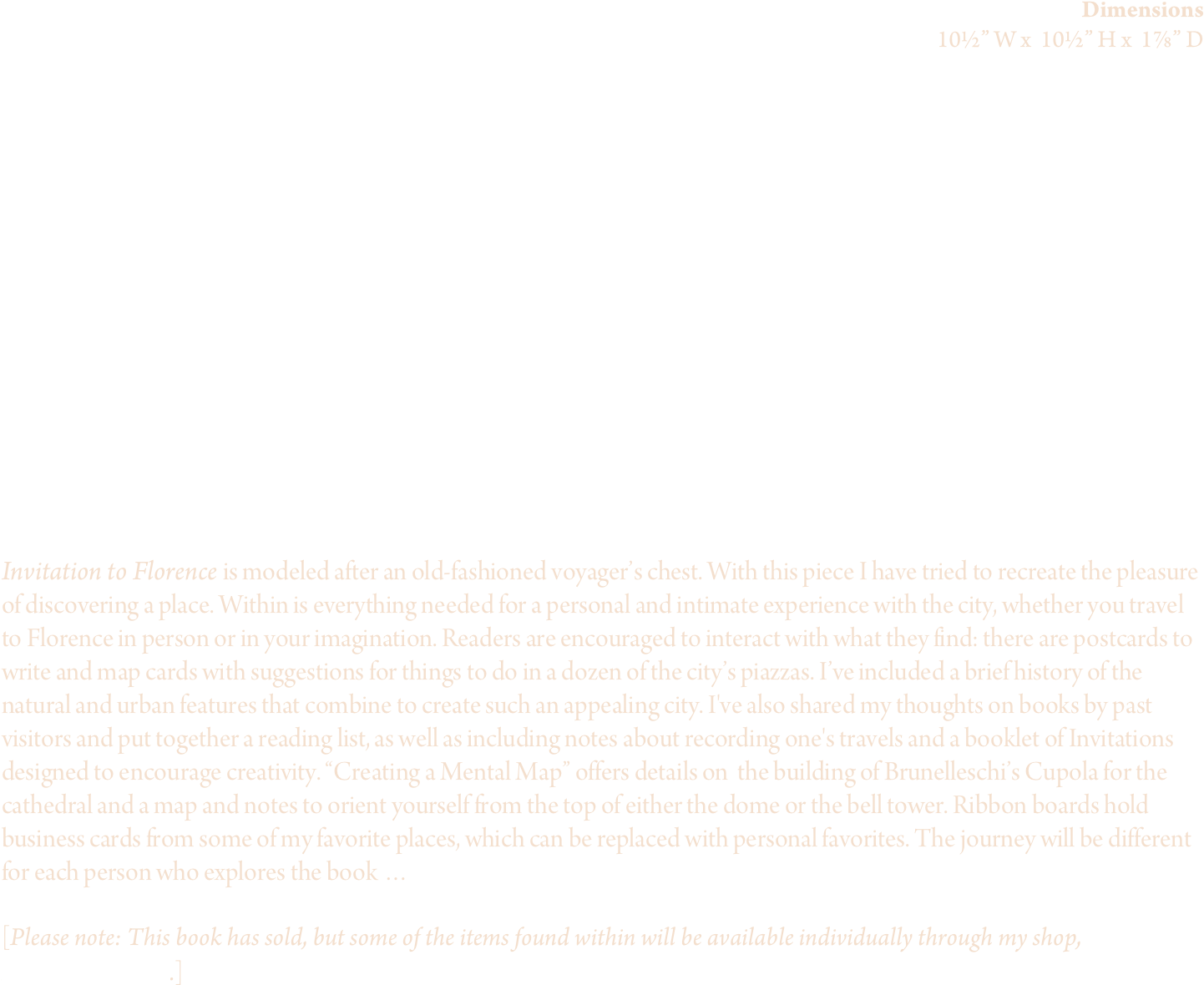Dimensions 10½” W X 10½” H X 1⅞” D Invitation To Florence - Letter (1472x1324), Png Download