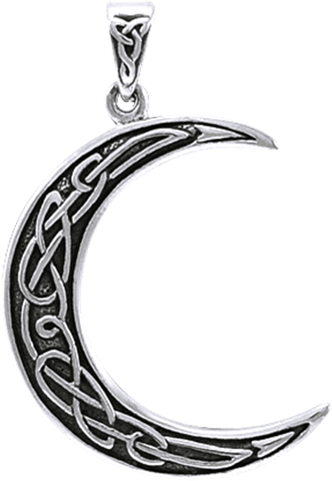 Silver Celtic Moon Pendant (555x555), Png Download