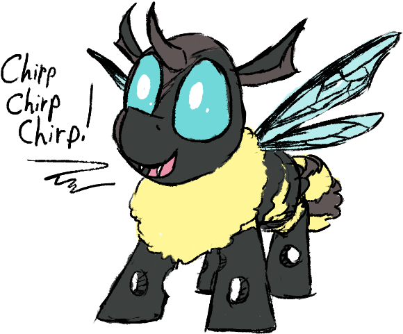 Artist Needed, Bee, Changeling, Changeling Oc, Chirping, - Cartoon (600x600), Png Download