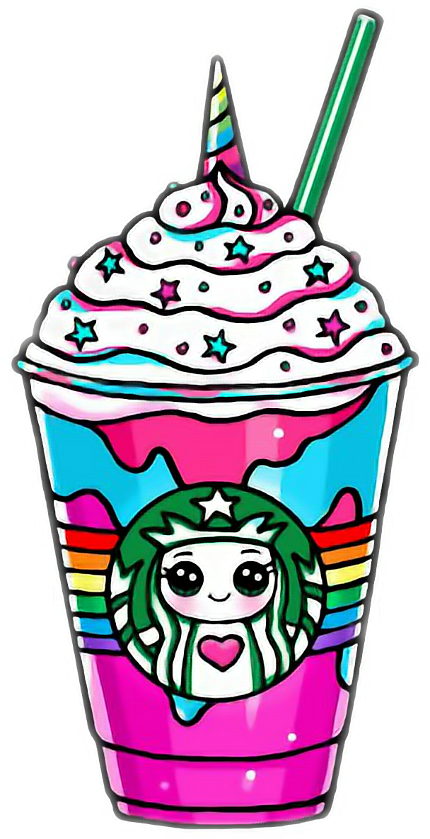 Unicorn Sticker - Draw So Cute Unicorn Starbucks (608x1184), Png Download