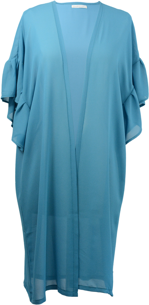 Ruffle Sleeve Cabana Kimono (693x1024), Png Download