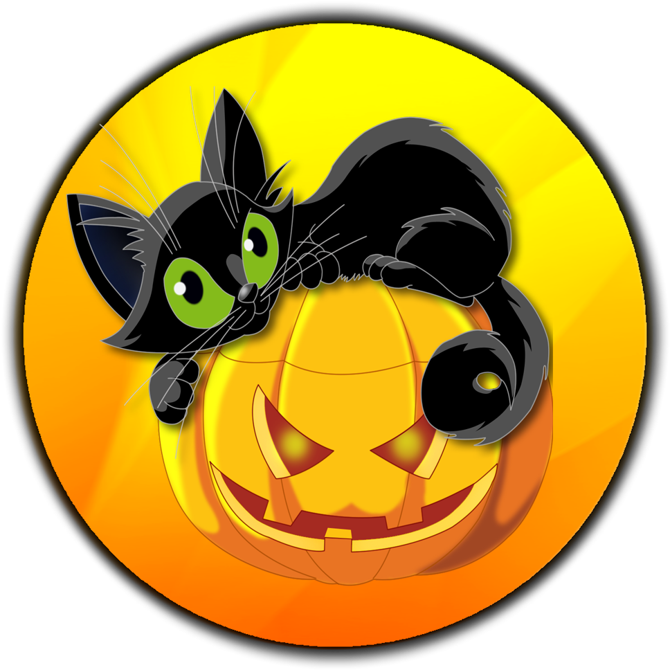 Pumpkin And Black Cat (1000x1000), Png Download