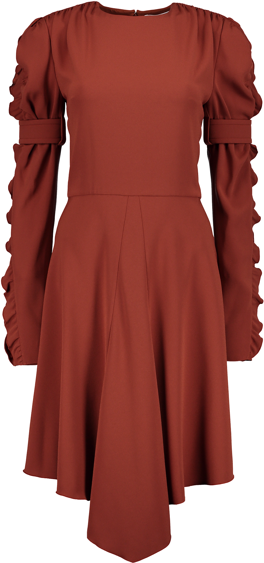 Long Sleeve Ruffle Sleeve Dress In Wildwood Brown - Day Dress (1280x1920), Png Download