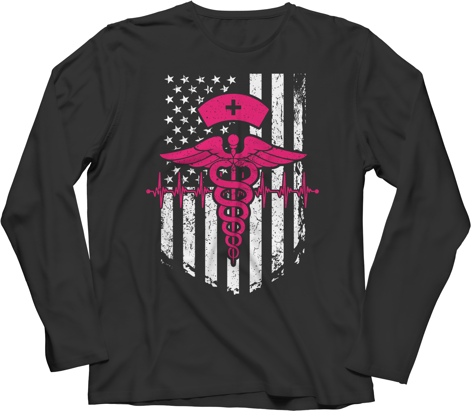 Nurse Flag Pink Symbol - Fitness Is My Lifestyle - Long Sleeve Black 3xl (1635x1635), Png Download