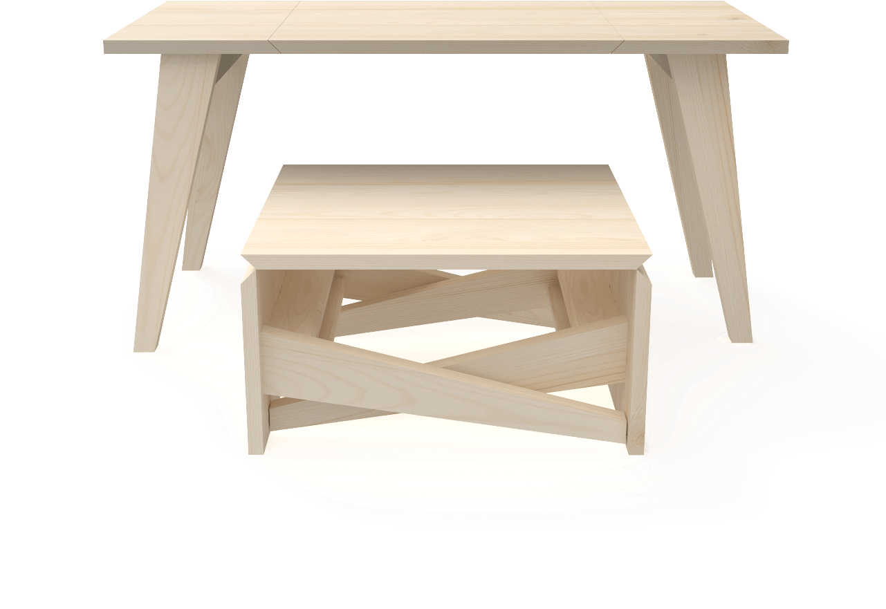 Mesa De Centro Comedor Transformable De Pino Alistonado - Coffee Table (1280x1280), Png Download