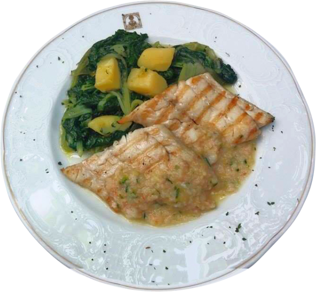 Fish Fry On A Bed Of Arugula - Fish (700x619), Png Download