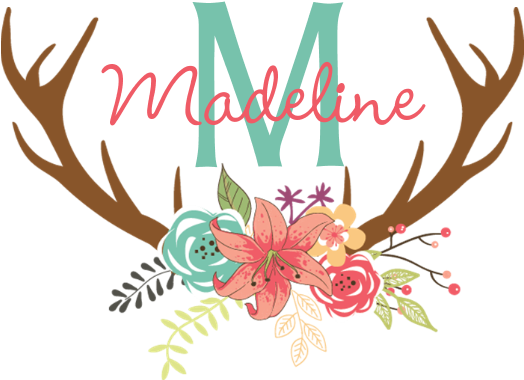 Personalized Antler Monogram Wall - Personalized Floral Antler Monogram Shower Curtain (690x700), Png Download
