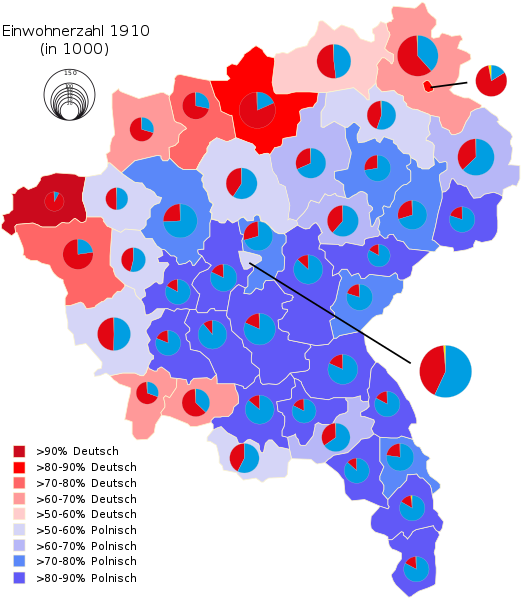 Percentage Of Polish And German Native Speakers In - Province Of Posen Ethnic Map (560x640), Png Download