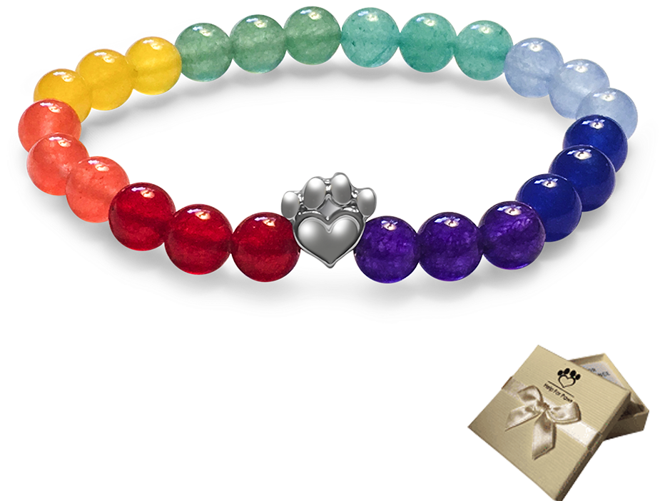 Help For Paws™ Rainbow Bridge Memory Bracelet - Paw And Heart Necklace (1000x1000), Png Download