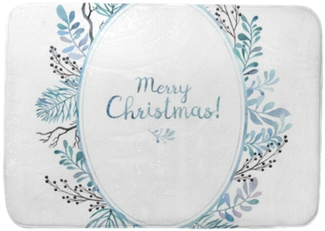 Merry Christmas Card Watercolor Oval Frame Of Different - Watercolor Painting (400x400), Png Download