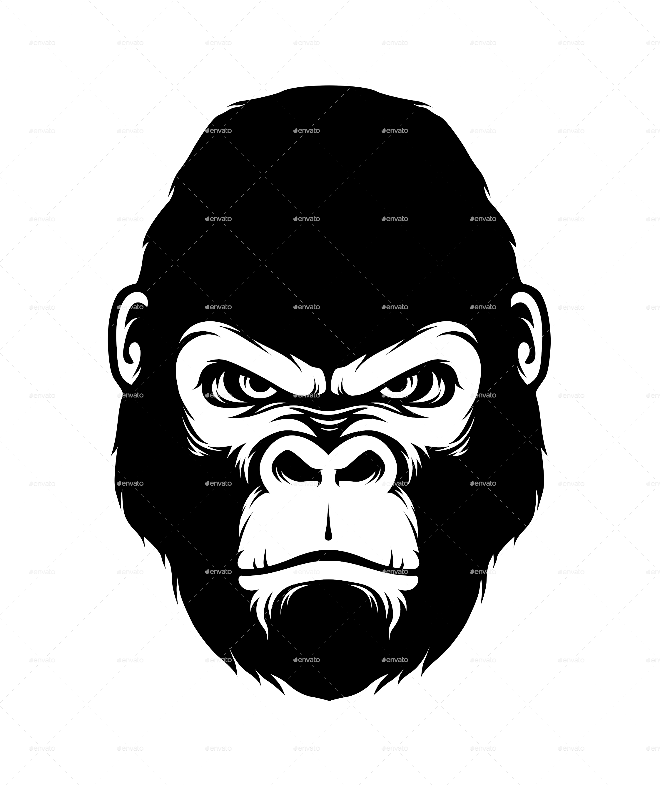 Gorilla Head Png - Gorilla Head Silhouette (2250x2684), Png Download