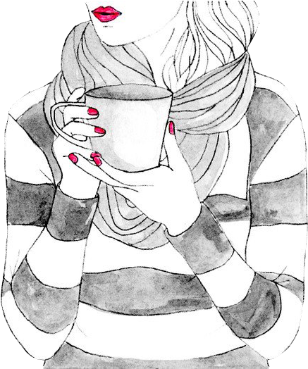 Drawings Art Is Just Refreshing - Dibujos De Mujer Tomando Cafe (500x523), Png Download