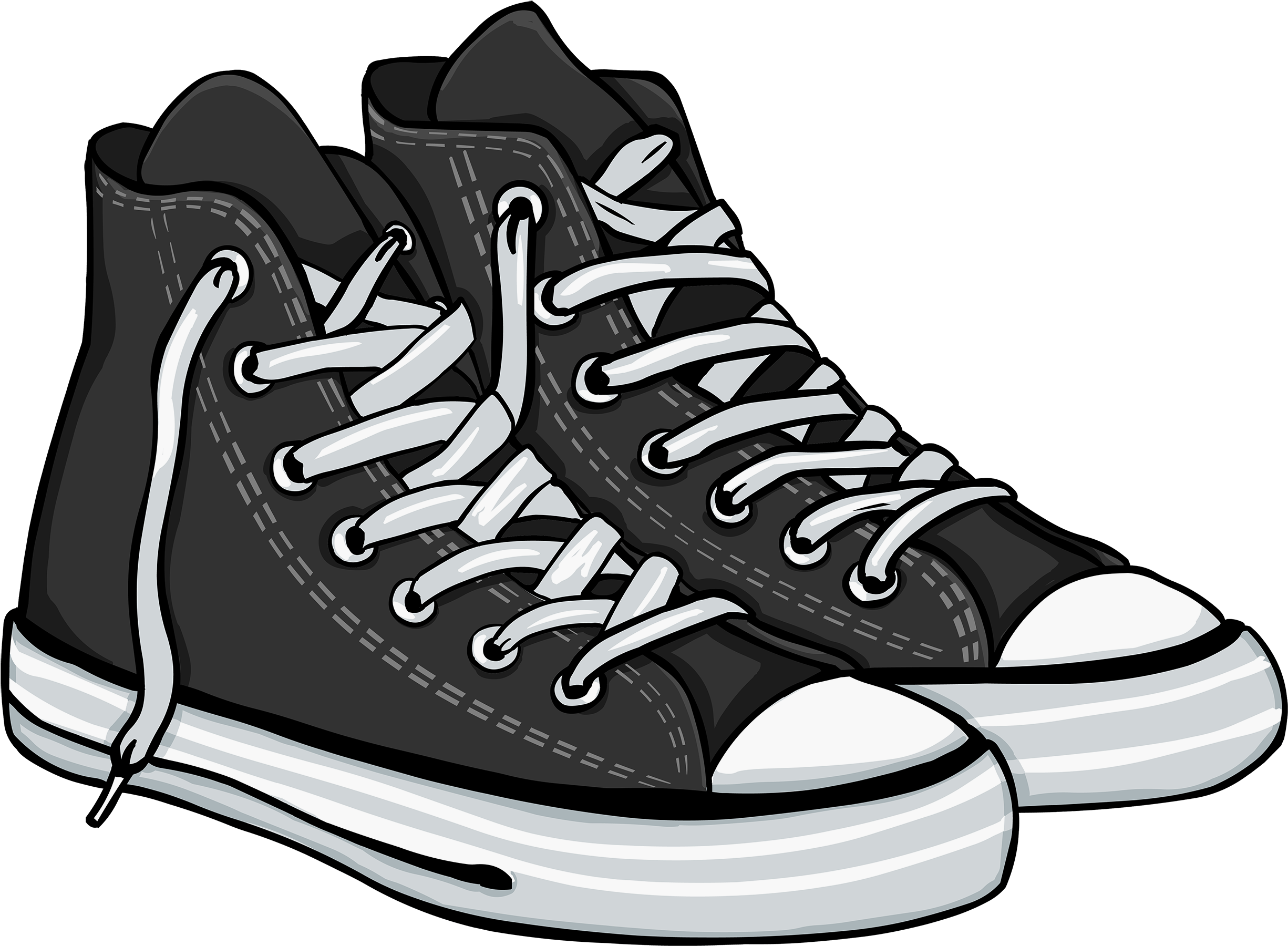 Black High Sneakers Png Clipart - Shoes Clipart (2500x1835), Png Download
