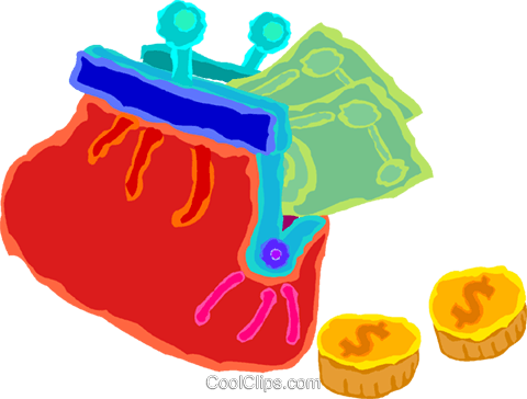 Purse With Money Falling Out Royalty Free Vector Clip - Child Art (480x364), Png Download