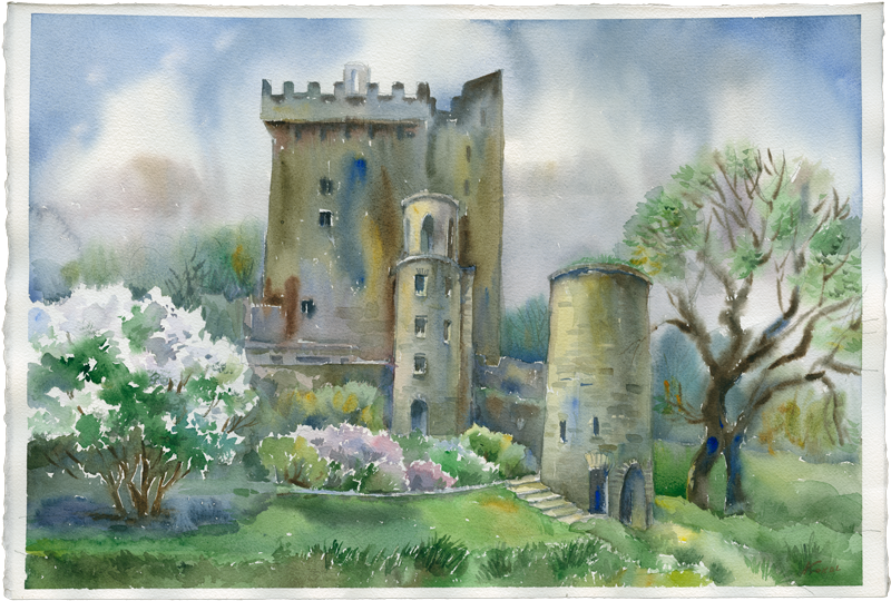 Spring Original Watercolour - Blarney Castle (800x800), Png Download