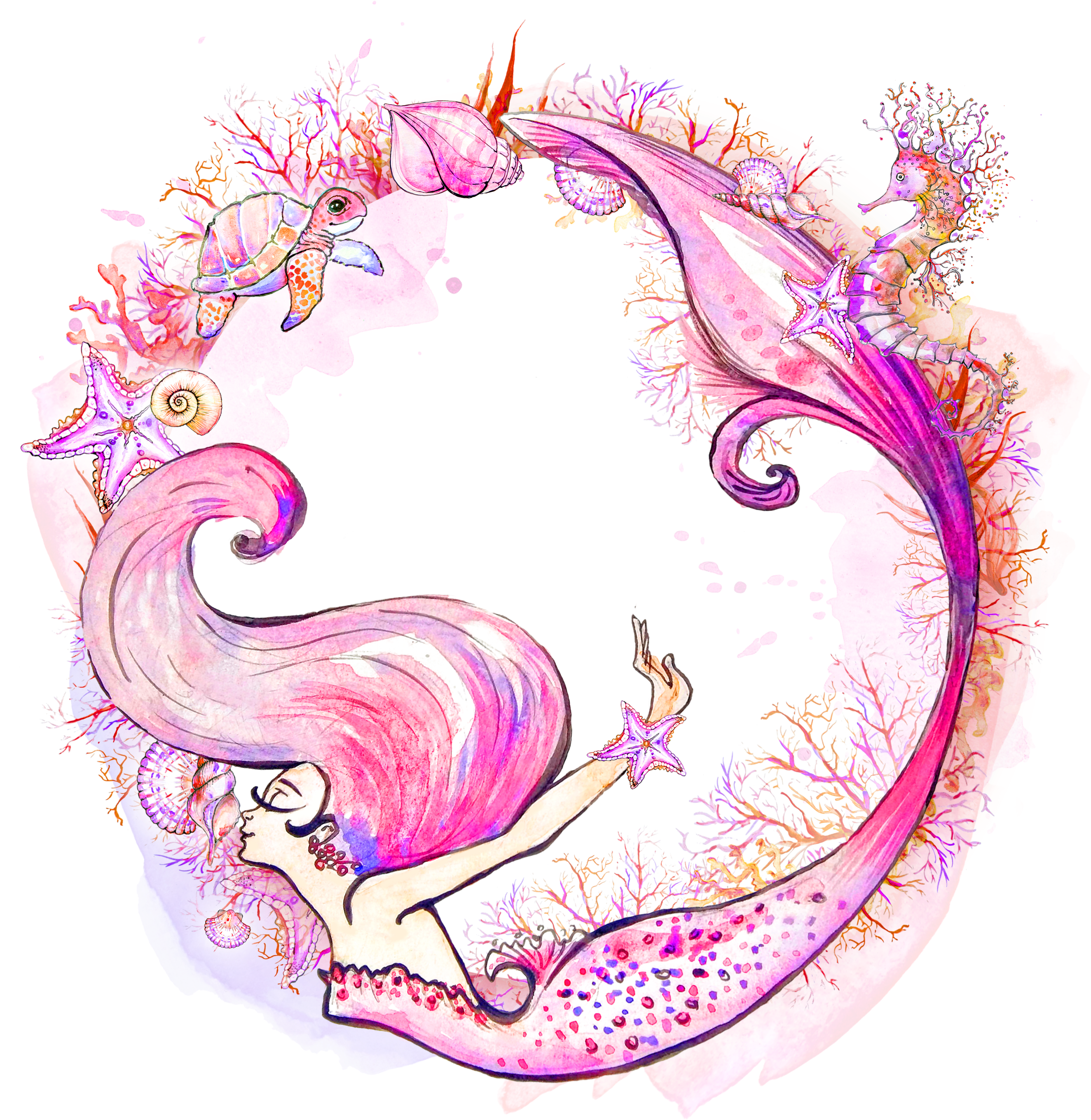 Mermaid Watercolor Painting Siren Clip Art - Mermaid Watercolor Clip Art (2673x2801), Png Download