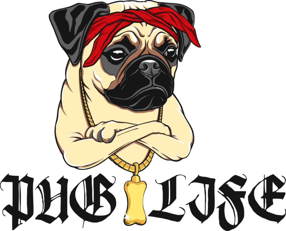 Thug Life Pug Transparent Images - Pet Dog Pug Tshirts Pug Life Hoodies Sweatshirts (994x804), Png Download