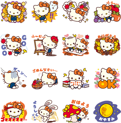 Hello Kitty's Autumn Stickers - 秋色 の スタンプ (420x448), Png Download