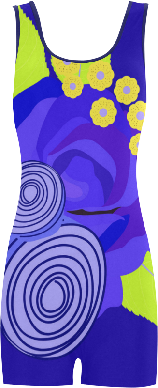 Indigo Watercolor Roses Floral Classic One Piece Swimwear - Active Tank (1000x1000), Png Download