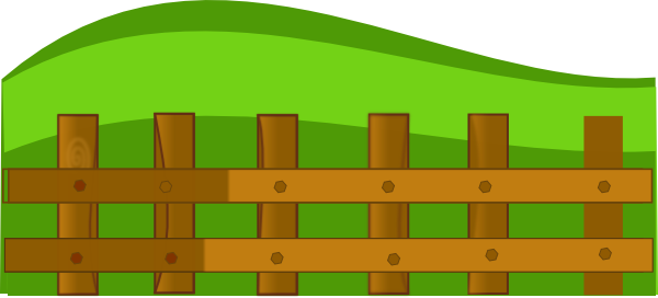 Farm Picket Fence Clipart - Fence Cartoon (600x272), Png Download