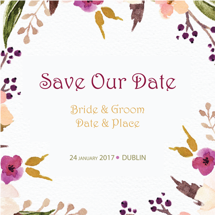 Flower Frame Save The Date Watercolour 3d - Save The Date (500x500), Png Download