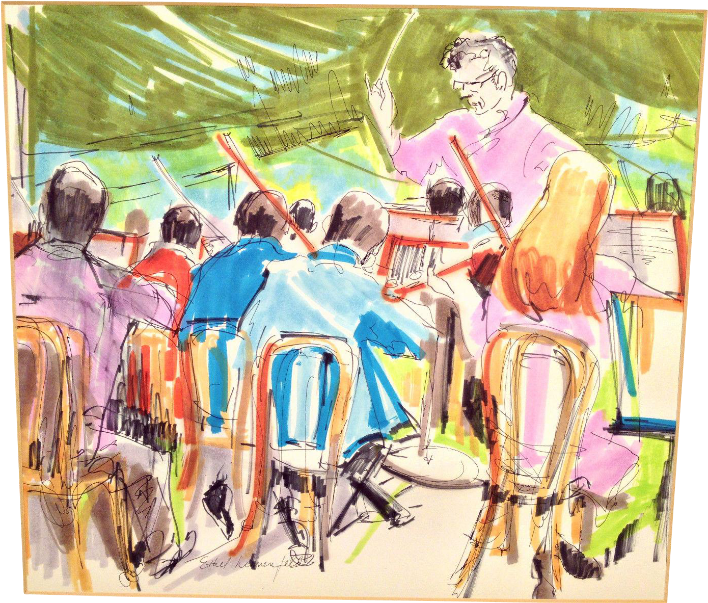 Stanislaw Skrowaczewski Watercolor Painting Signed - Poster (1389x1389), Png Download