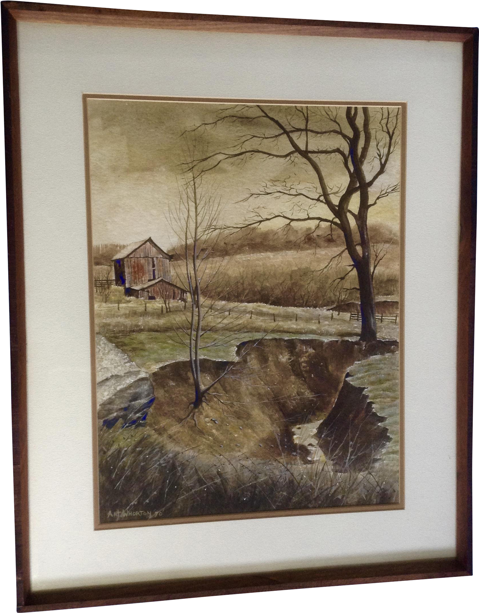Art Whorton, Stream Near The Old Barn, Plein Air Landscape - Art (2048x2048), Png Download