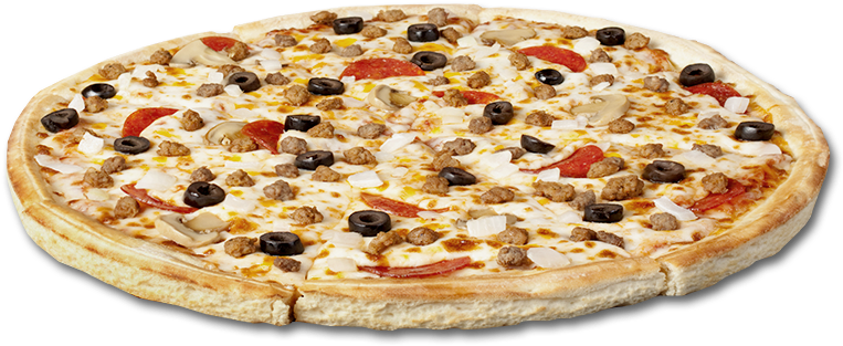 Combo Beef, Sausage, Pepperoni, Onions, Black Olives, - Beef Mushroom Pizza Png (800x360), Png Download