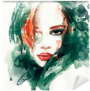 Watercolor Illustration Wall Mural • Pixers® • We Live - Art Print: Ismagilova's Woman Face. Hand Painted Fashion (400x400), Png Download