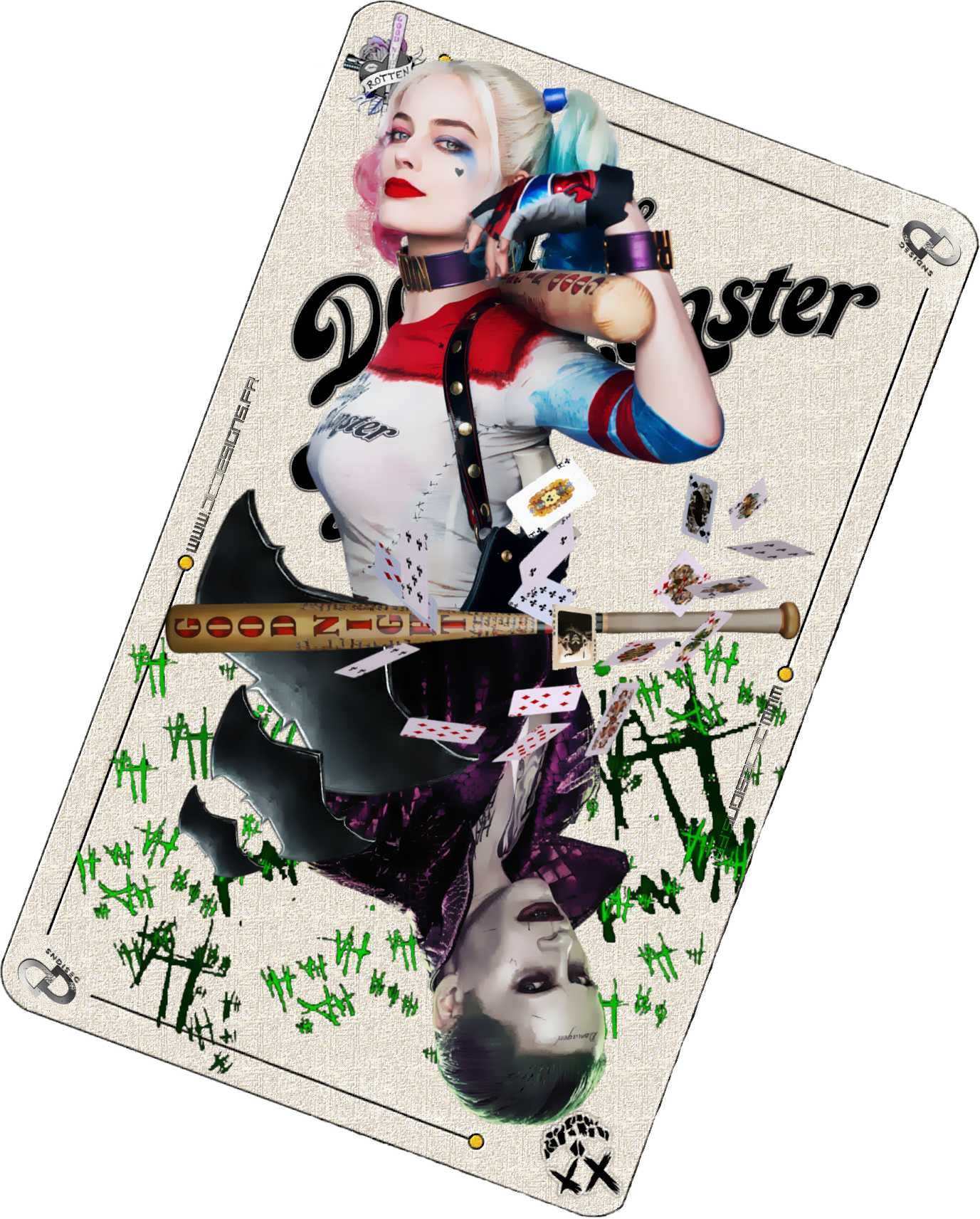 Freeuse Download Drawing Digitally Harley Quinn - Joker Card Suicide Squad (1377x1713), Png Download