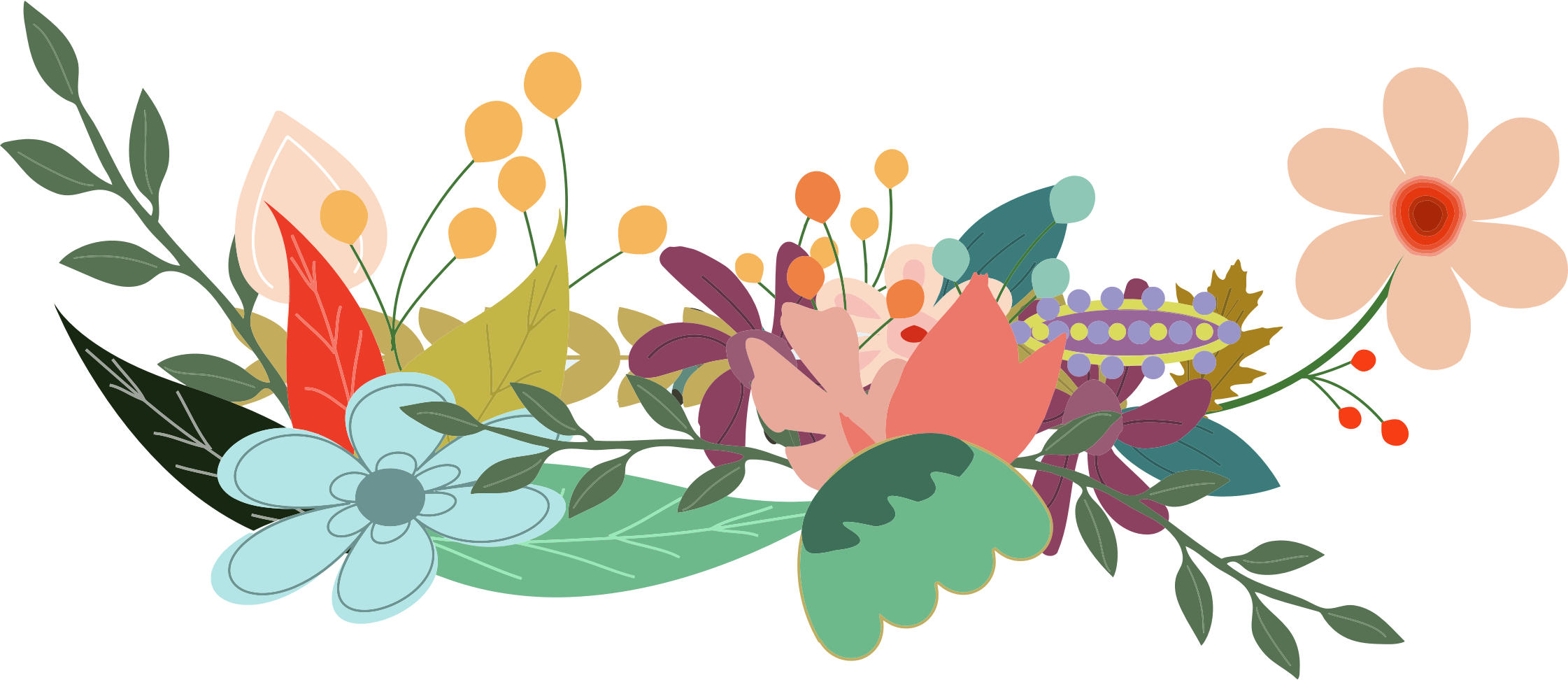 Big Image - Flowers Png (2242x972), Png Download