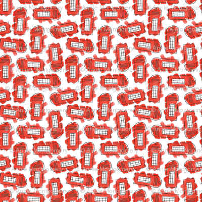 London Telephone Box Watercolor Small - Heart Print Pyjama Set (400x400), Png Download