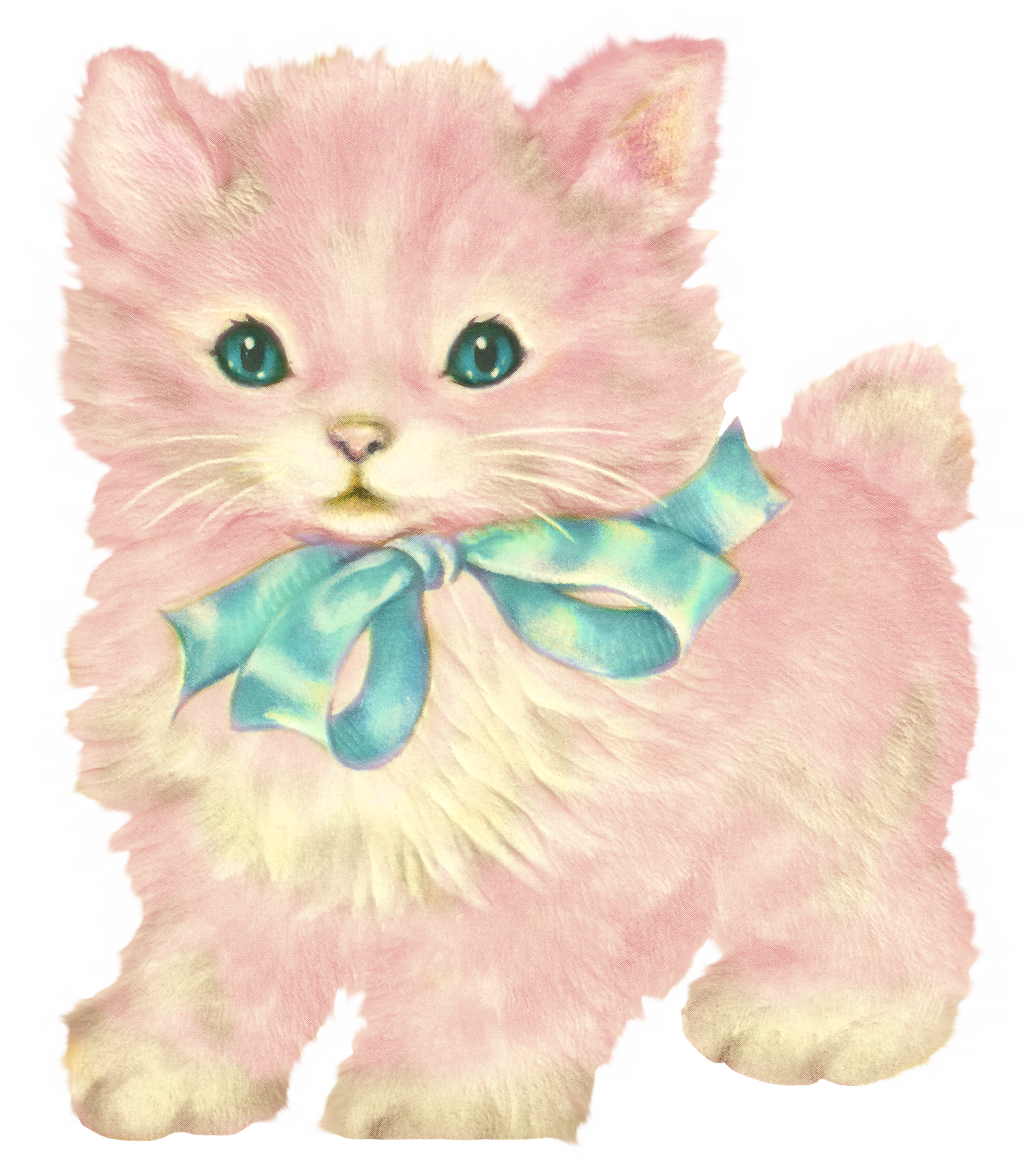 Kitschy Kitty Cat Clip Art With Little Dear Prints - Kitsch Kitten Clipart (2144x2410), Png Download