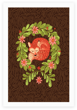 Sleeping Fox Wreath - Sleeping Fox Wreath Tote Bag: Funny Tote Bag From Lookhuman. (484x484), Png Download