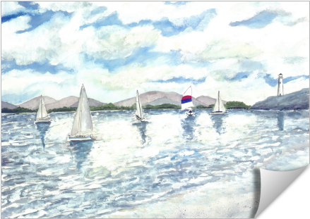 Sailboats - Artwall Derek Mccrea 'sailboats 2' Gallery-wrapped (674x516), Png Download