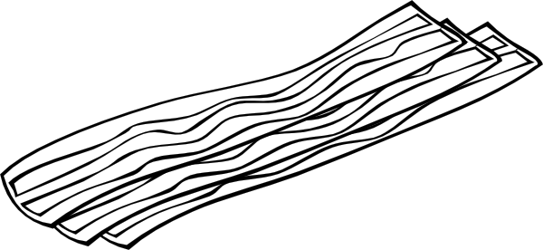 Free Vector Bacon Clip Art - Bacon Coloring (600x276), Png Download