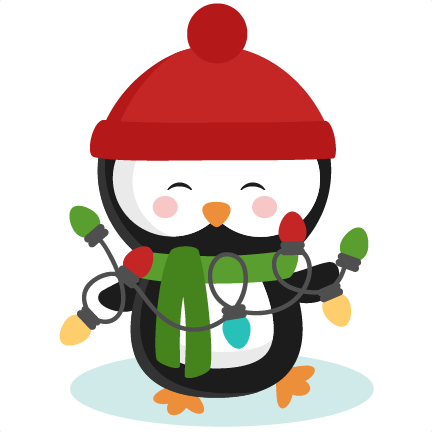 Penguin With Christmas Lights Svg Cutting Files For - Cute Penguin Christmas Clipart (432x432), Png Download